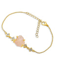 Raw Rose Quartz Crystal Chain Bracelet - Natural Birthstone Gift