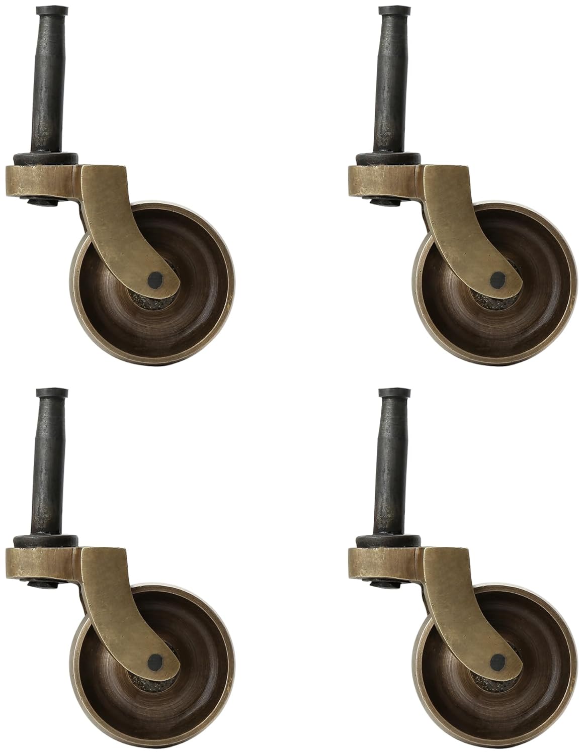 Set of 4 Solid Brass Swivel Casters for All Floor Types