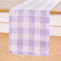 Pure Linen Buffalo Check Table Runner 14 x 144 in - Misty Lavender