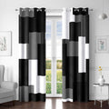 Black Grey 100% Blackout Curtains 96 in Panels Set - Room Darkening