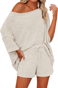 Mafulus Womens Off Shoulder Knit Top and Shorts Set - Cozy Summer