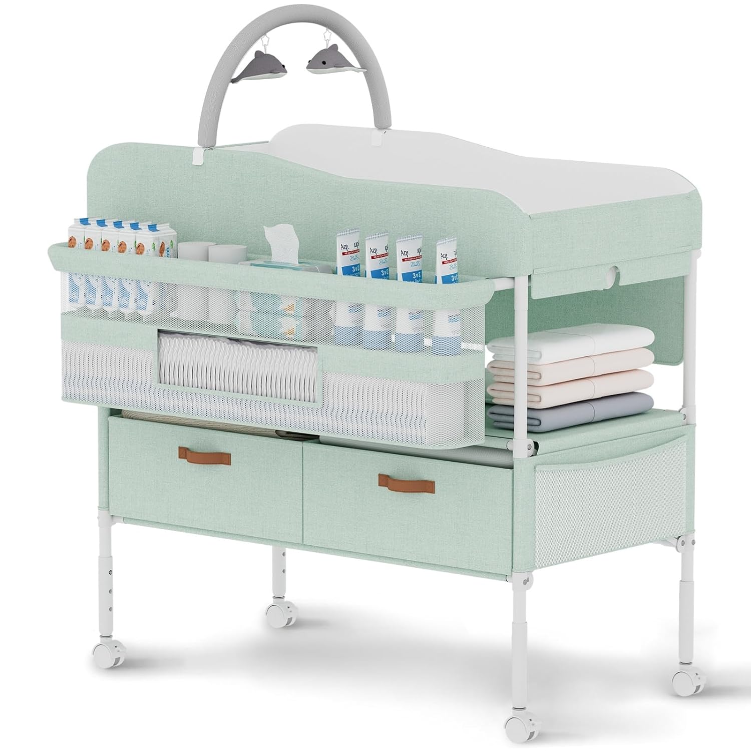 Portable Diaper Changing Station with Adjustable Height and Storage