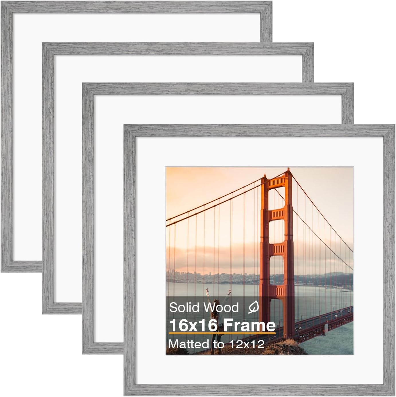 KINLINK 16x16 Picture Frame Set of 4 for Stylish Wall Display