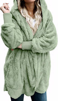 Zilcremo Women Hooded Fleece Cardigan - Oversized Cozy Coat