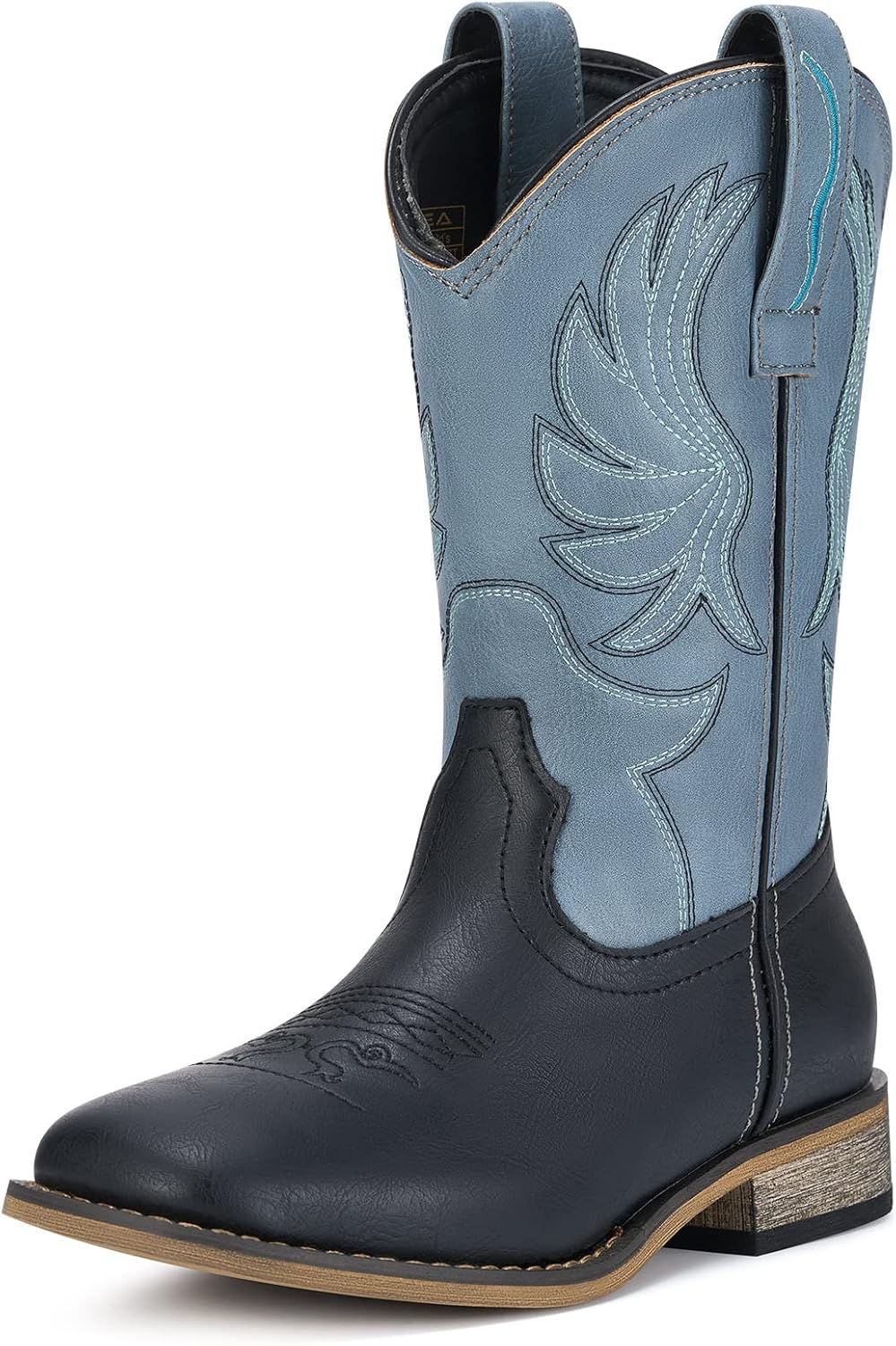 Rollda Kids Cowboy Boots for Boys Girls with Square Toe Design