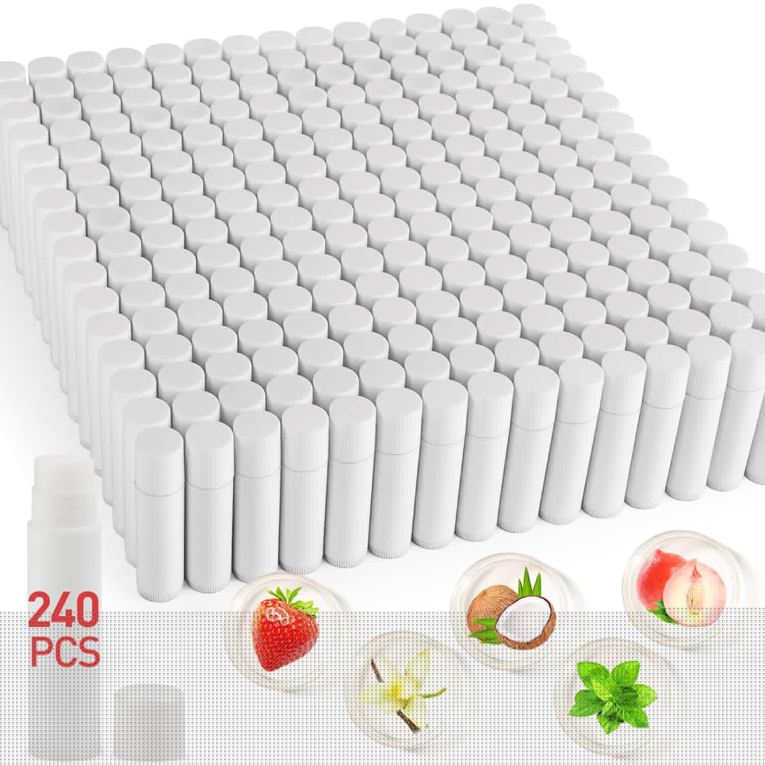240 Pack Natural Lip Balm Bulk Blank Tubes for Customization