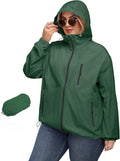Avoogue Plus Size Womens Rain Jacket with Hood - Waterproof Trench UV
