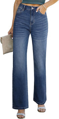 Sidefeel Women's Wide Leg Jeans High Waisted Straight Denim these