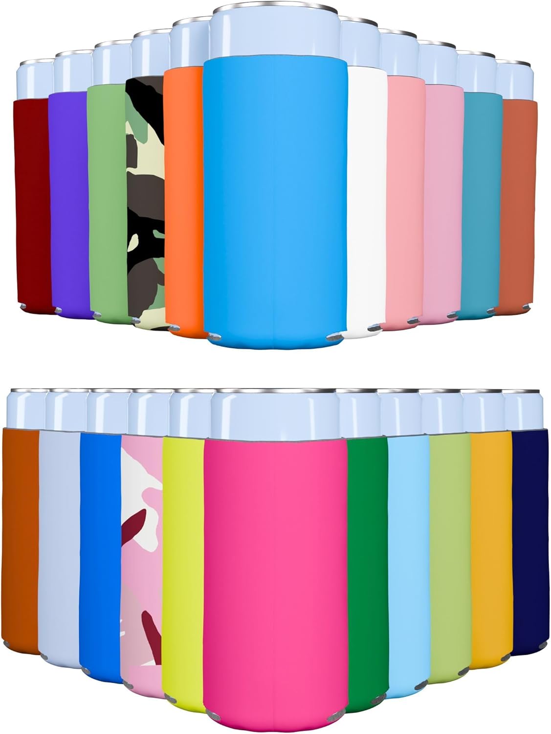 PartyPrints 100 Pack Slim Can Cooler Sleeves for Custom Events