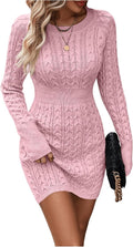 GORGLITTER Cable Knit Sweater Dress - Slim Warm Fall Staple