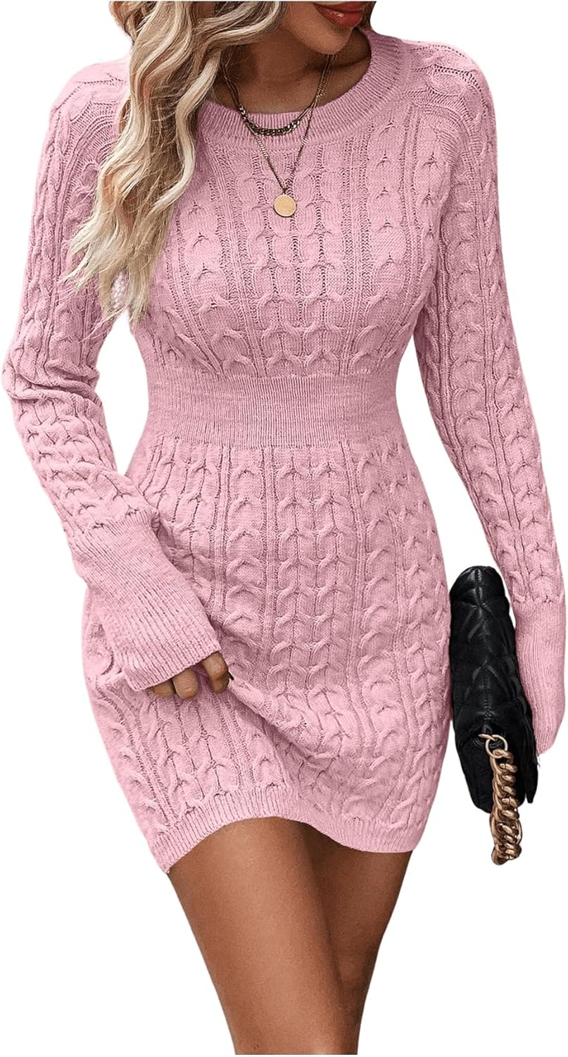 GORGLITTER Women's Cable Knit Sweater Dress for Fall Fashion