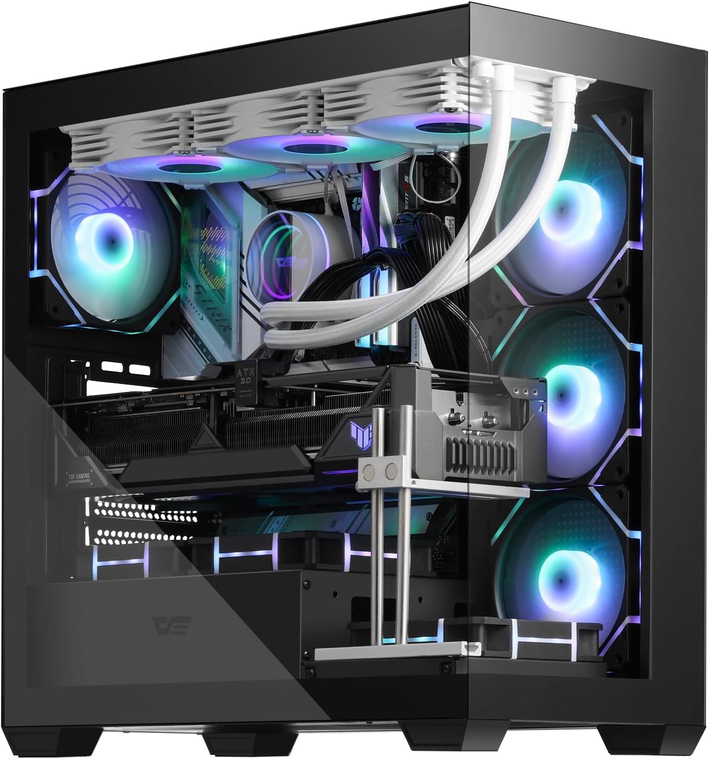 darkFlash ATX Mid-Tower PC Case with Dual Tempered Glass Design