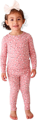 Girls Bamboo Pajama Set - Long Sleeve Soft Viscose PJs for Toddlers