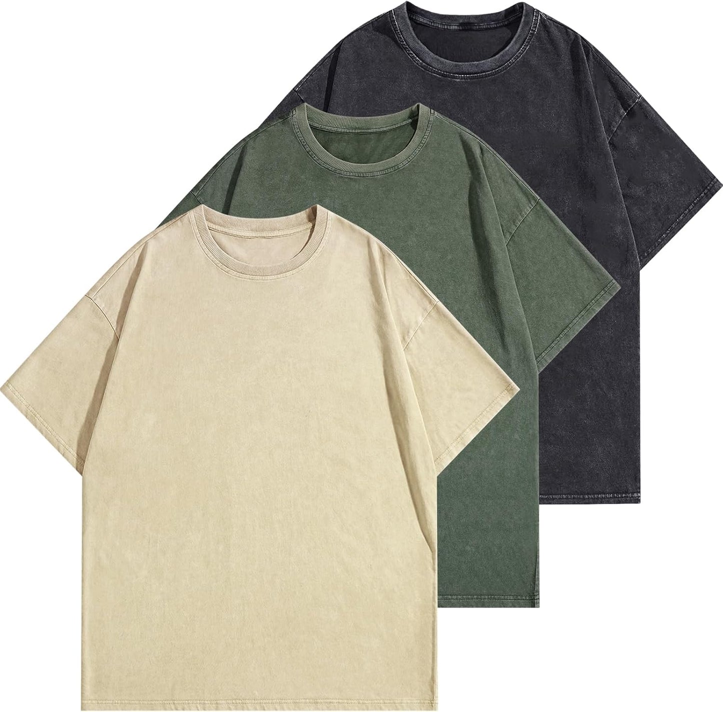 Mens Oversized T Shirts Vintage Cotton Acid Wash Heavyweight Tees