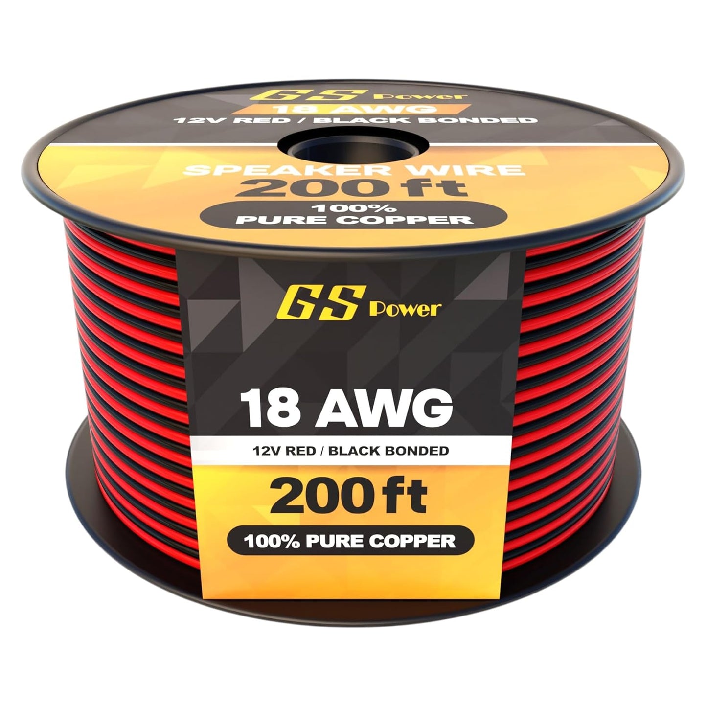 GS Power 18 Gauge Wire 200ft OFC Pure Copper for Electrical Use