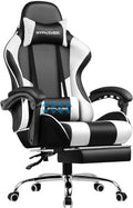 GTPLAYER Pearl White Gaming Chair with Footrest and Lumbar Support