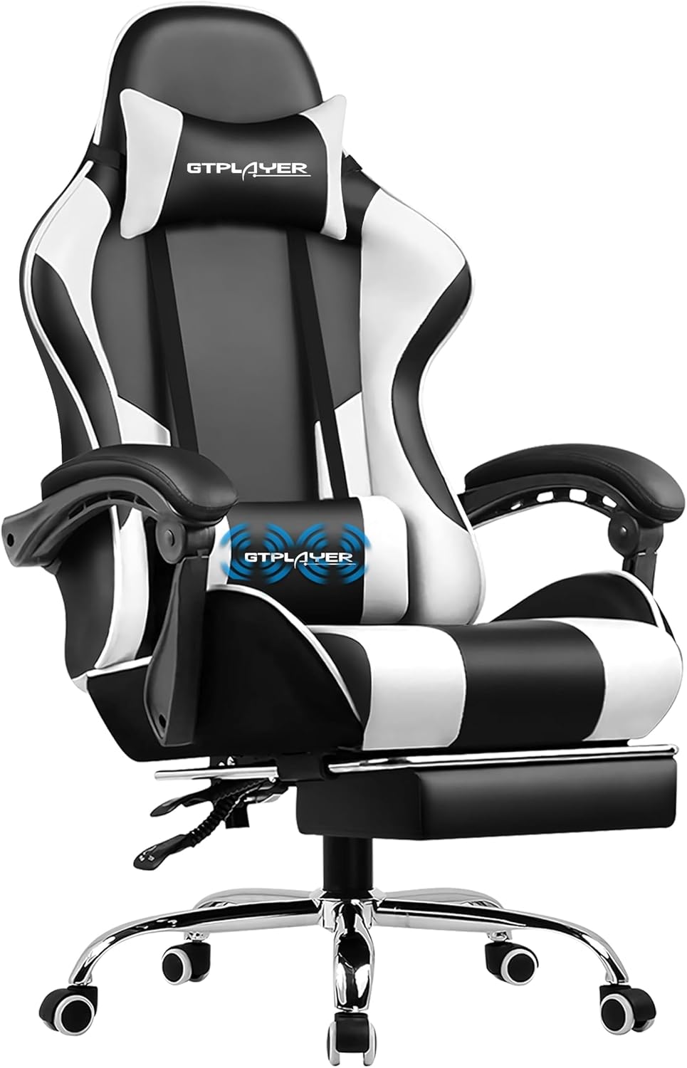 GTPLAYER Gaming Chair with Footrest and Lumbar Support for Comfort