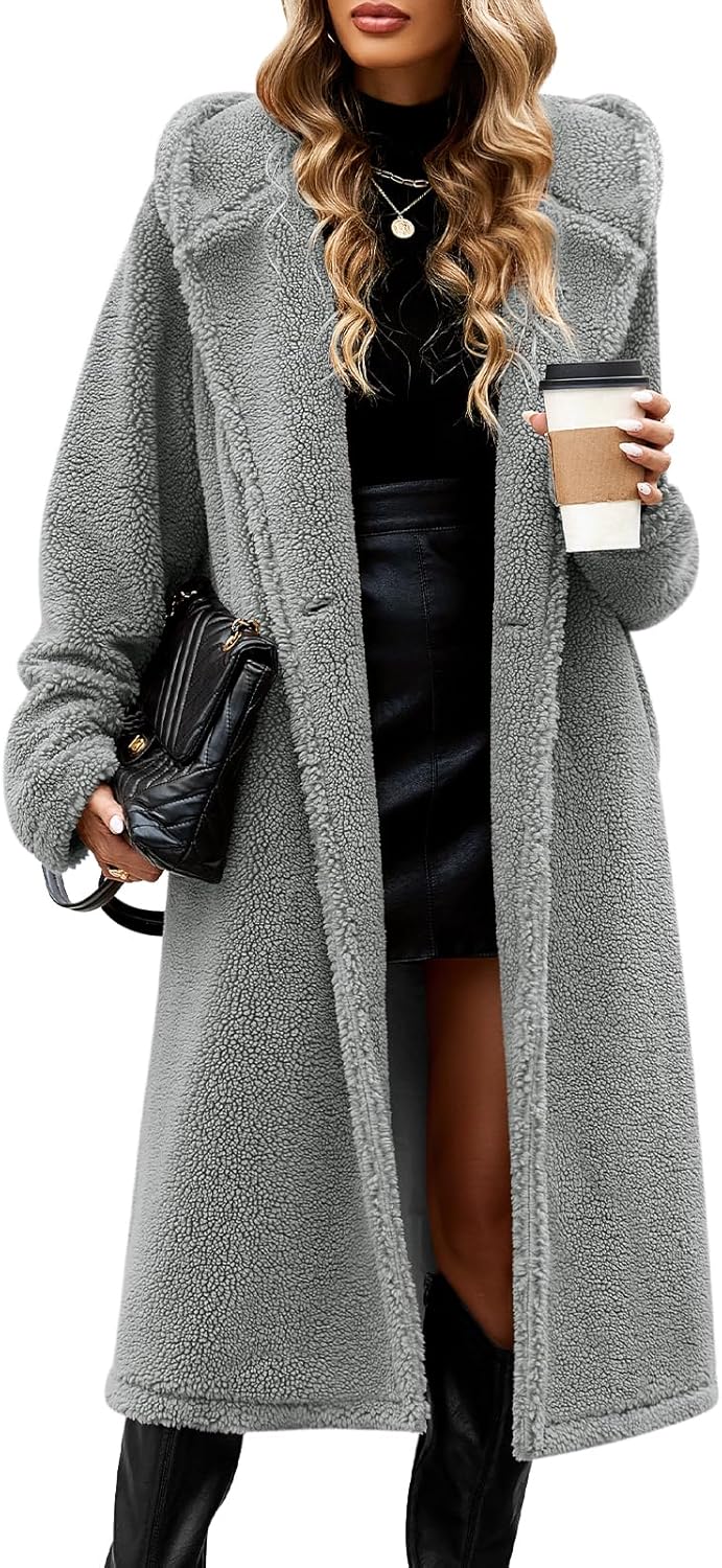 Women's Fuzzy Fleece Hooded Coat for Winter Warmth and Style