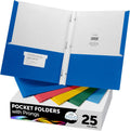 FILE-EZ Two-Pocket Folders with 3-Prong Fasteners, 25-Pack - Durable