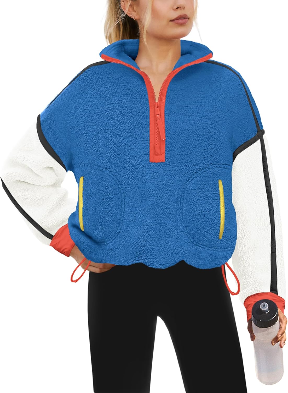Yanekop Womens Quarter Zip Pullover Sherpa Fleece Jacket
