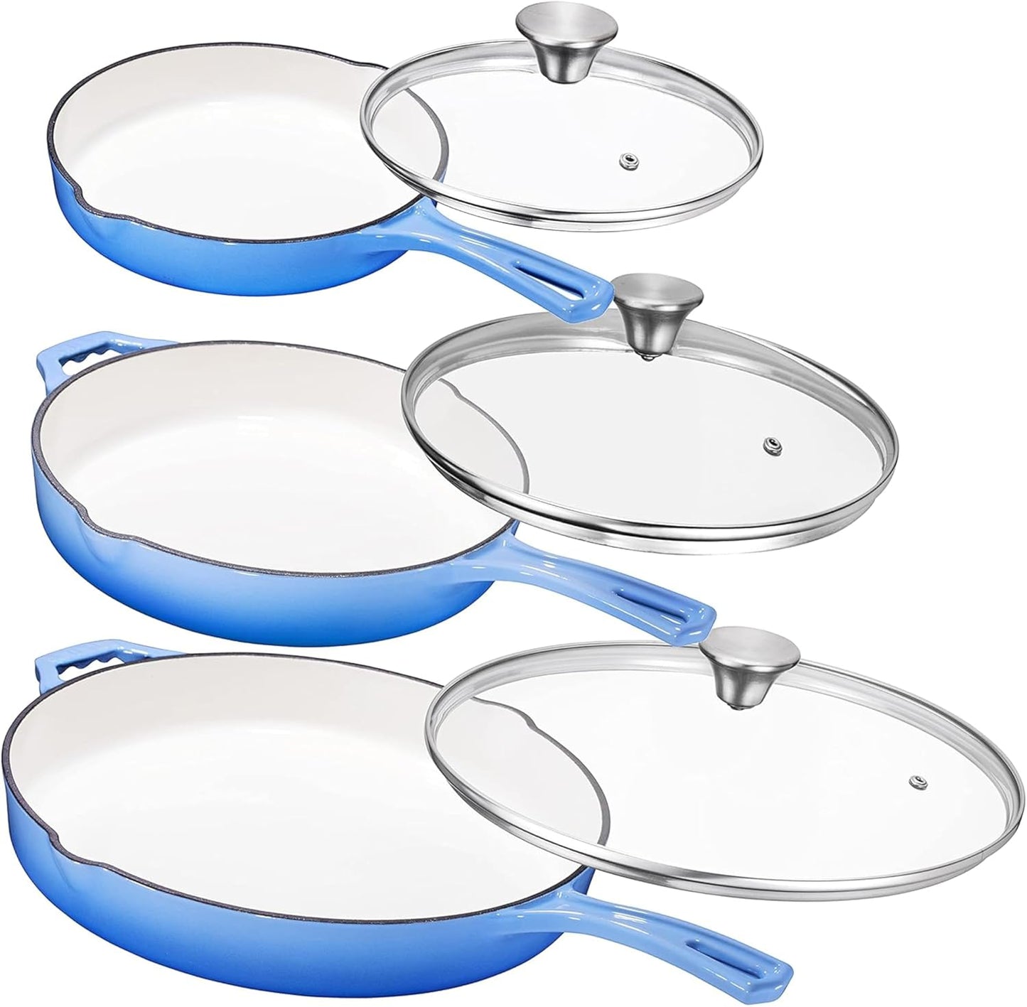 Bruntmor Pre-Seasoned Cast Iron Frying Pan Set for Cooking