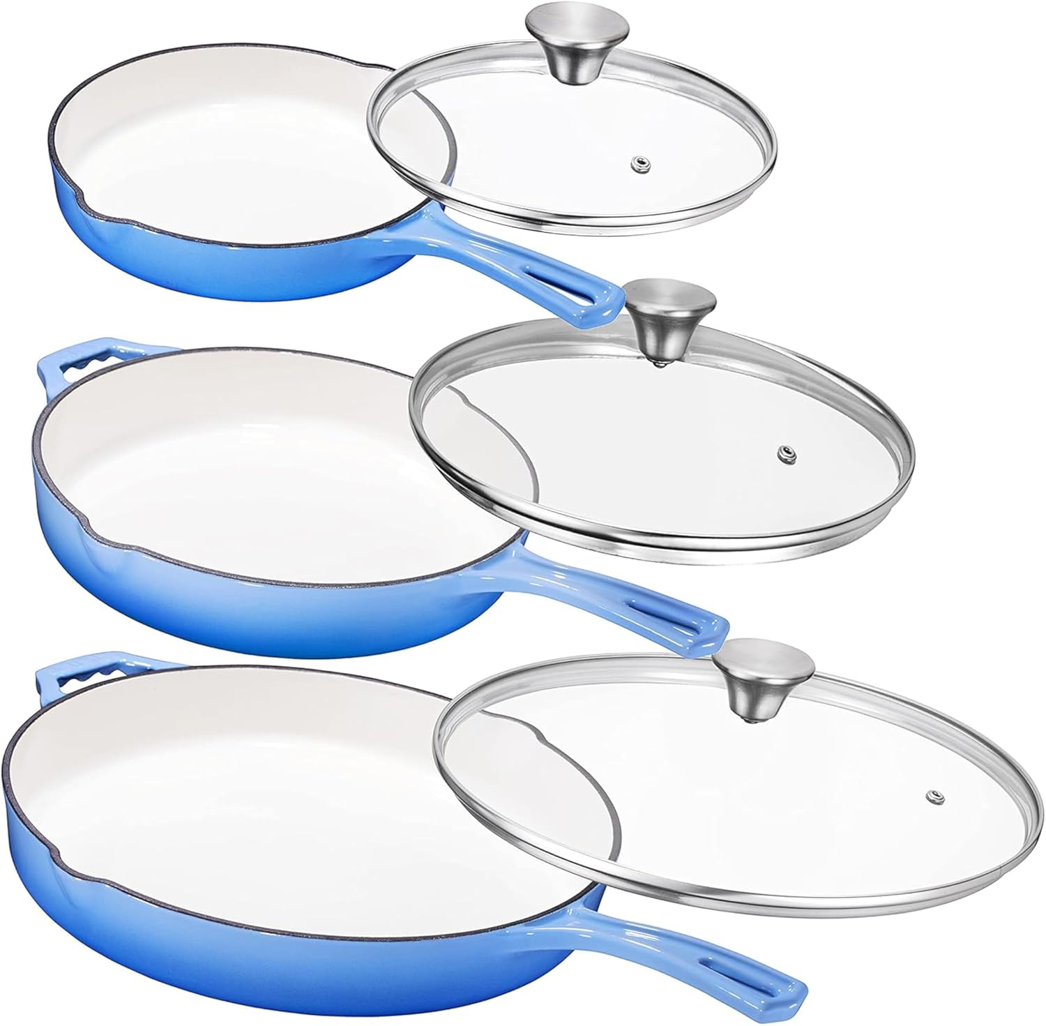Bruntmor Pre-Seasoned Cast Iron Frying Pan Set for Cooking