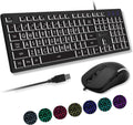 X9 Wired Keyboard and Mouse Combo Large Print Backlit Keyboard - Easy