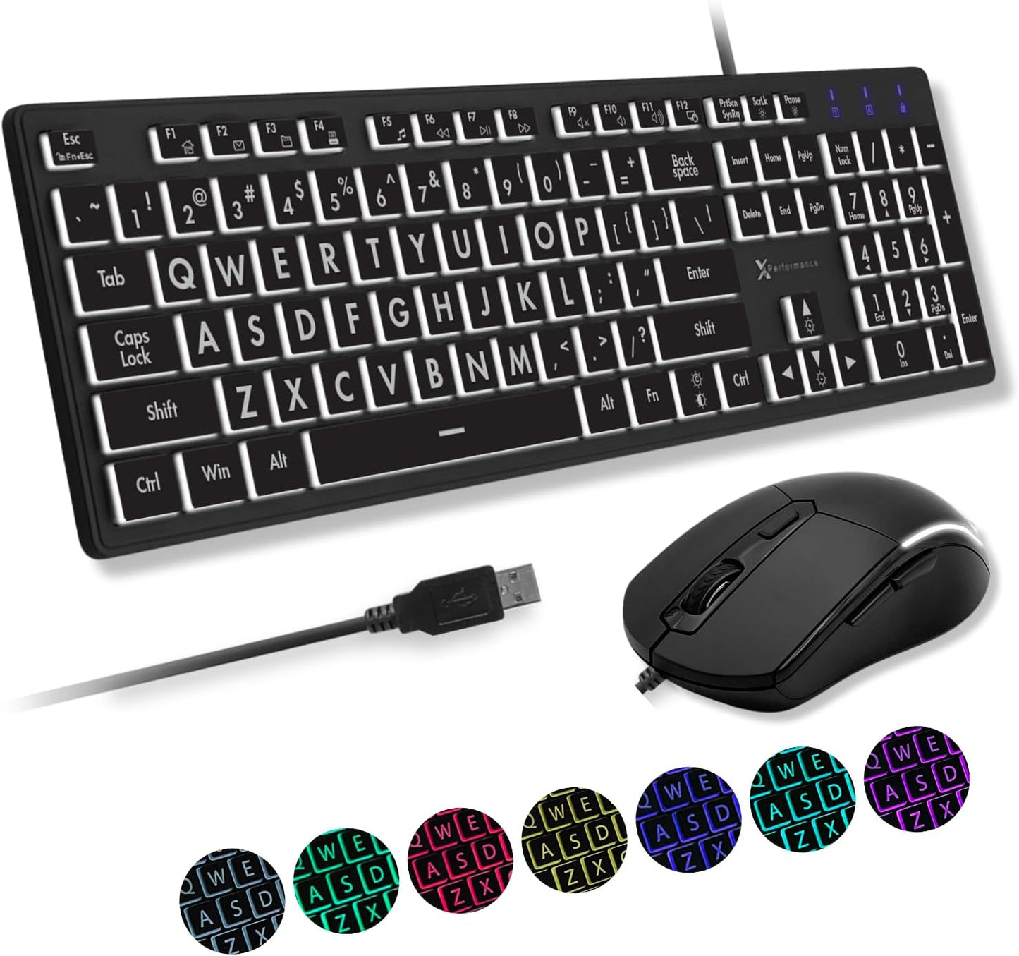 X9 Wired Keyboard and Mouse Combo for Low Vision Users
