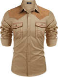 Men's Western Cowboy Cotton Embroidered Shirt - Slim Casual Fit
