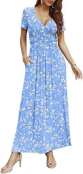 CATHY Women Short Sleeve Deep V-Neck Casual Maxi Dress Review