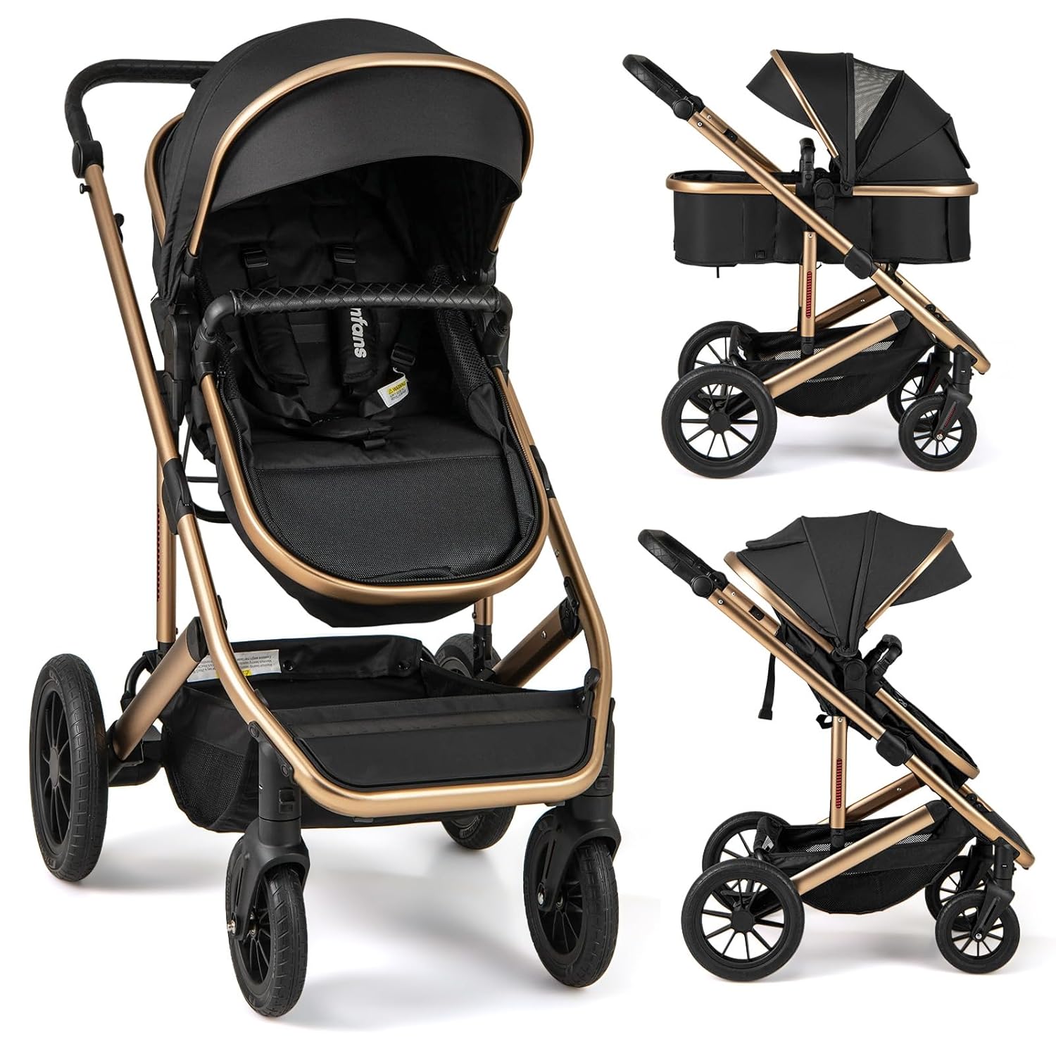 INFANS 2 in 1 Baby Stroller for Newborns with Adjustable Features
