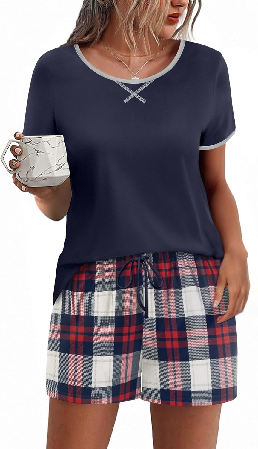 Ekouaer Women Pajama Set Casual Short Set for Relaxed Comfort