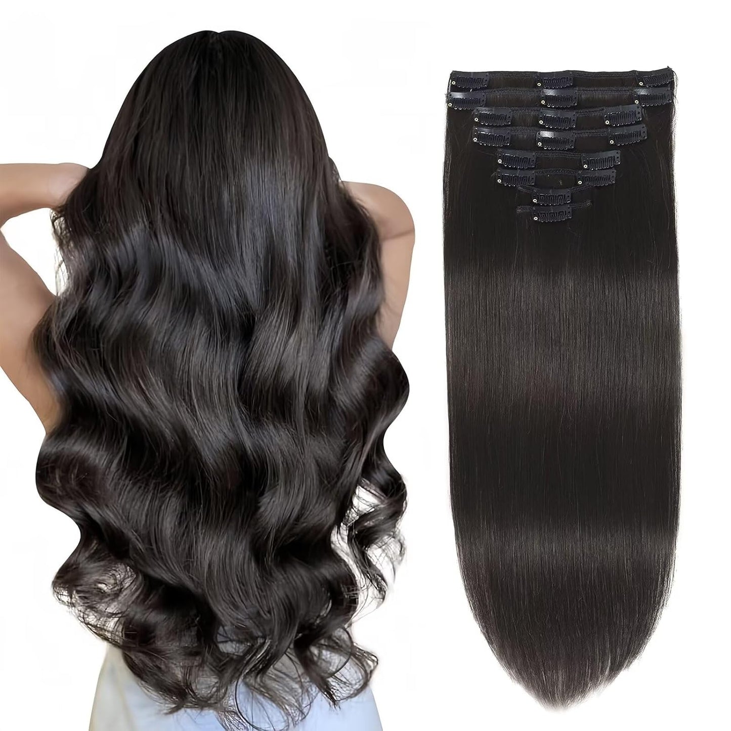 Clip in Hair Extensions Real Human Hair for Instant Volume