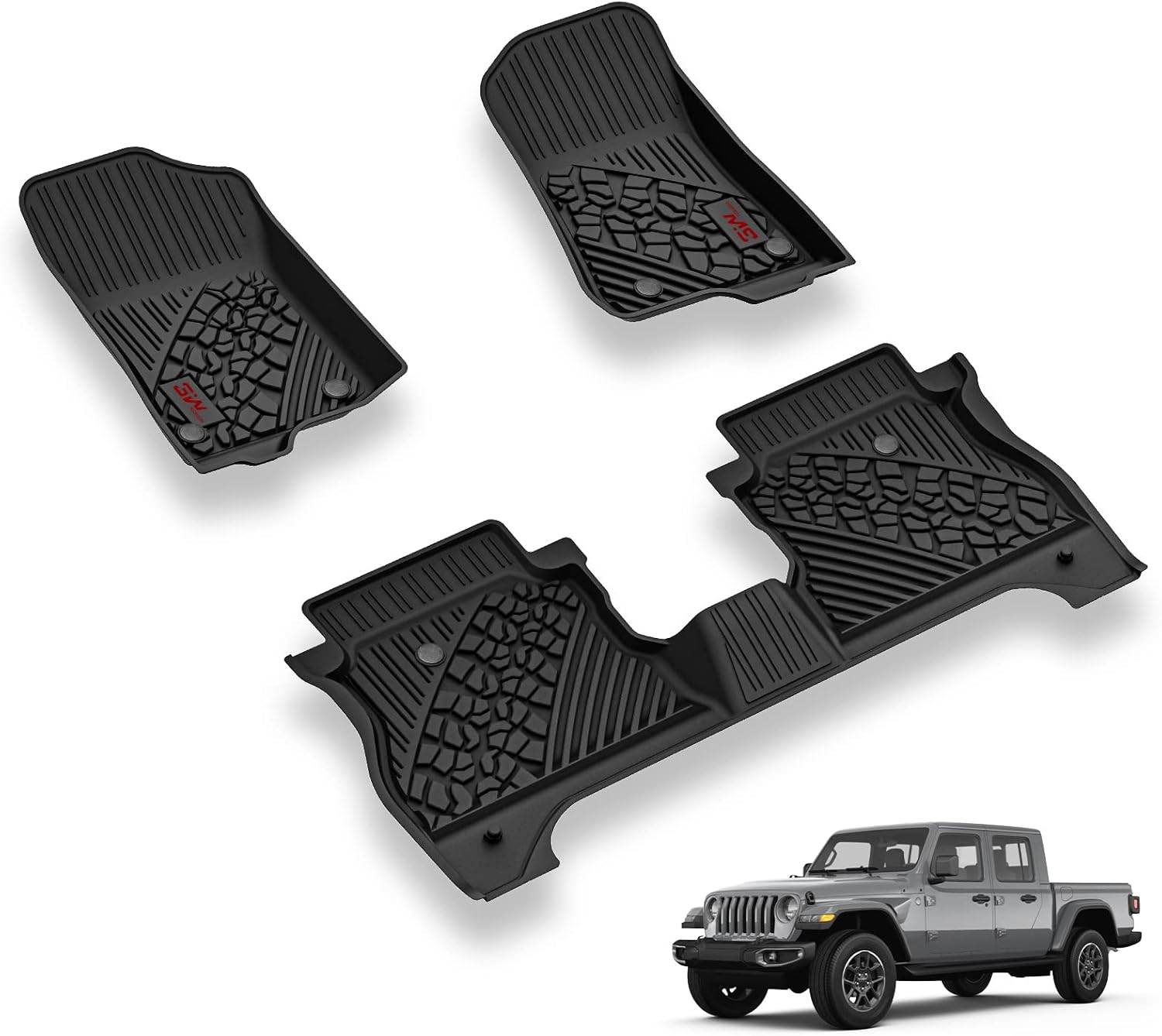 3W Floor Mats for Jeep Gladiator 2020-2025 Custom Fit TPE