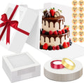 Sudaya 12x12x10 Cake Boxes with Window - Sturdy Tall Cake Carry Boxes