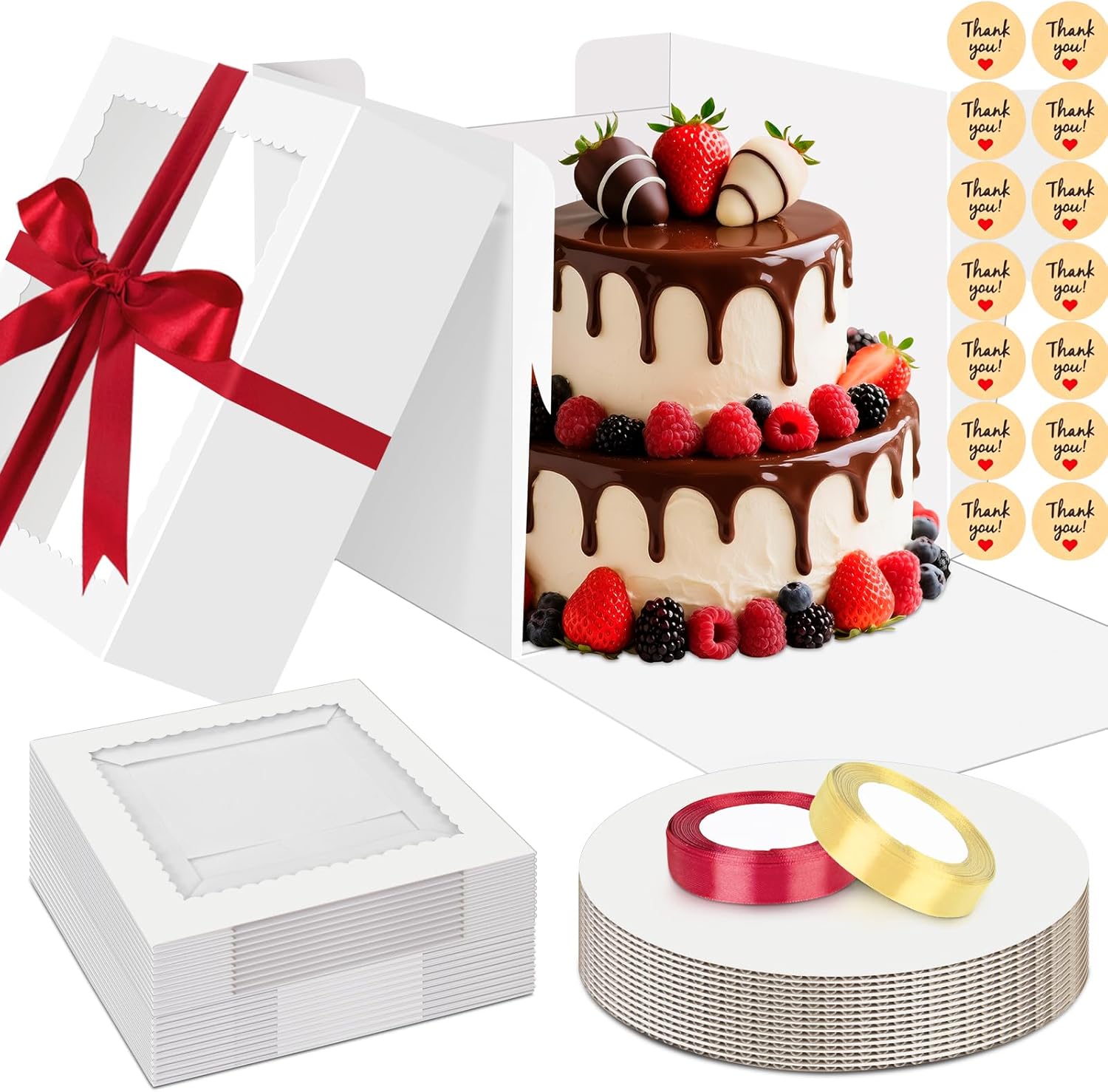 12x12x10 Cake Boxes with Window for Exquisite Cake Packaging