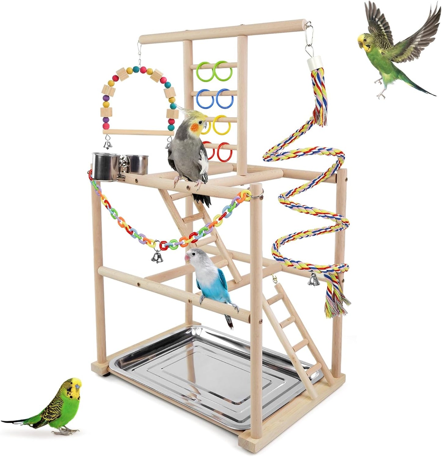 Bird Playground for Small to Medium Birds - Fun Playstand