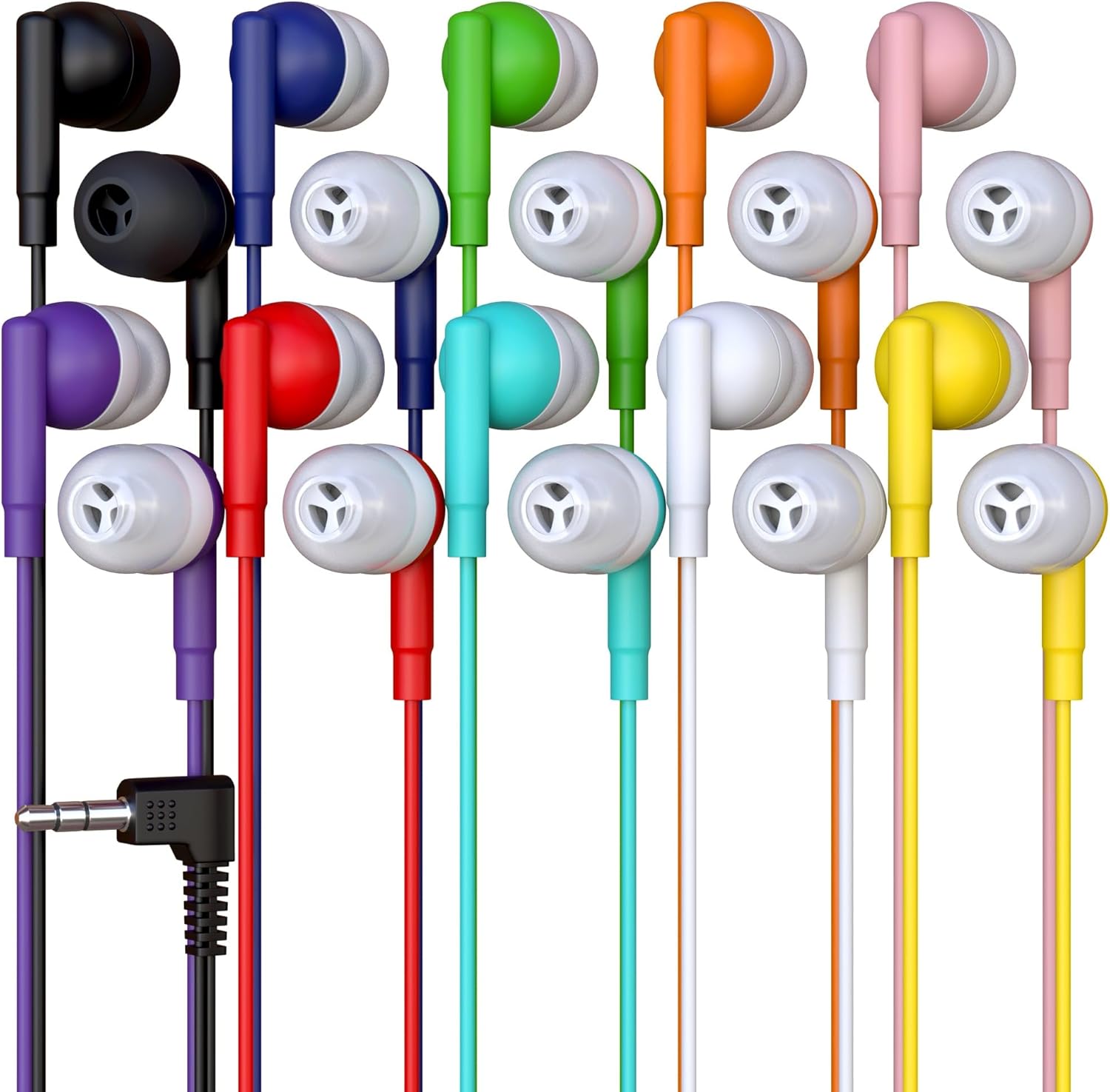 Redskypower 300 Pack Bulk Wired Earbuds for Students