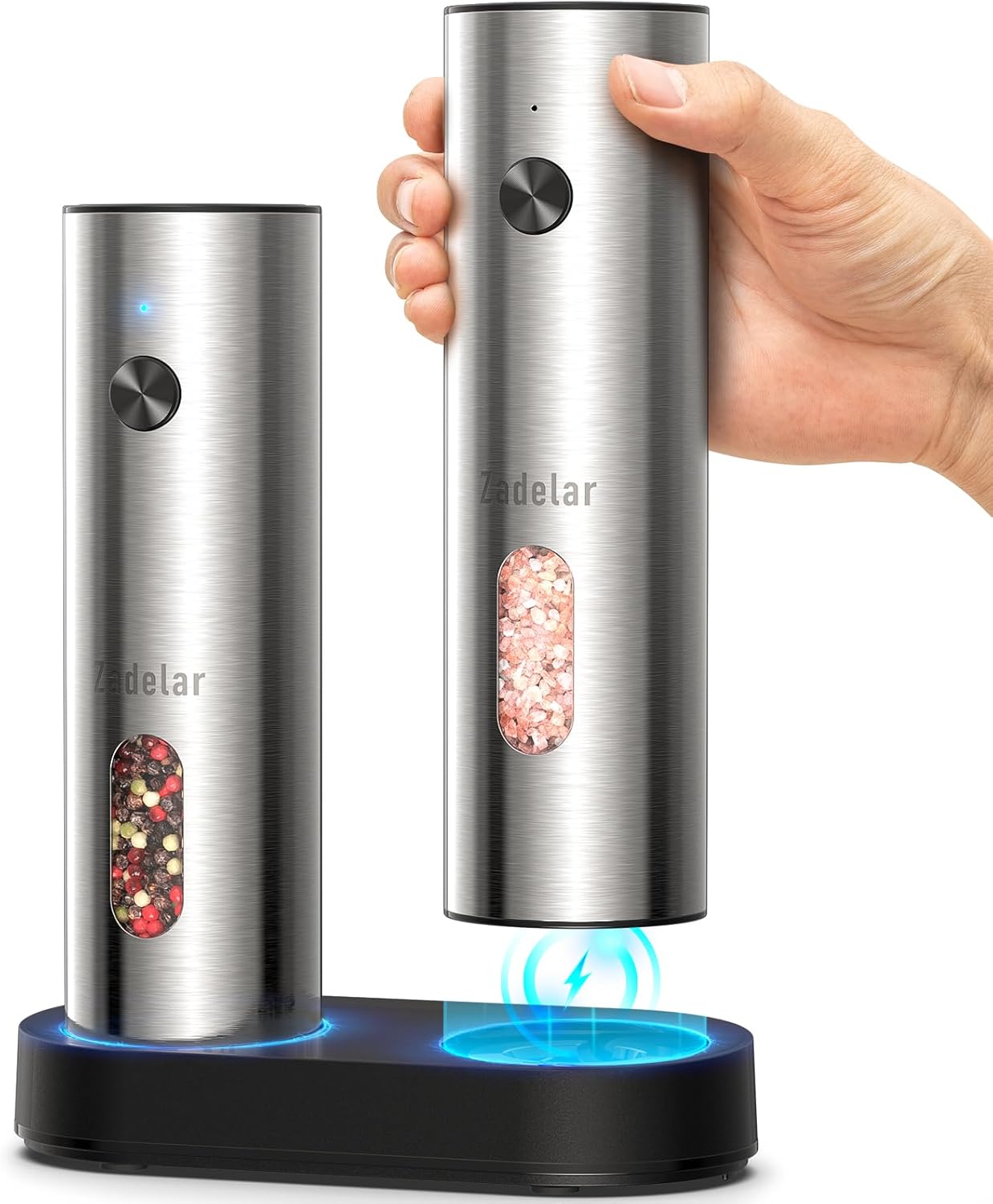 Electric Salt and Pepper Grinder Set with USB C Charging Base
