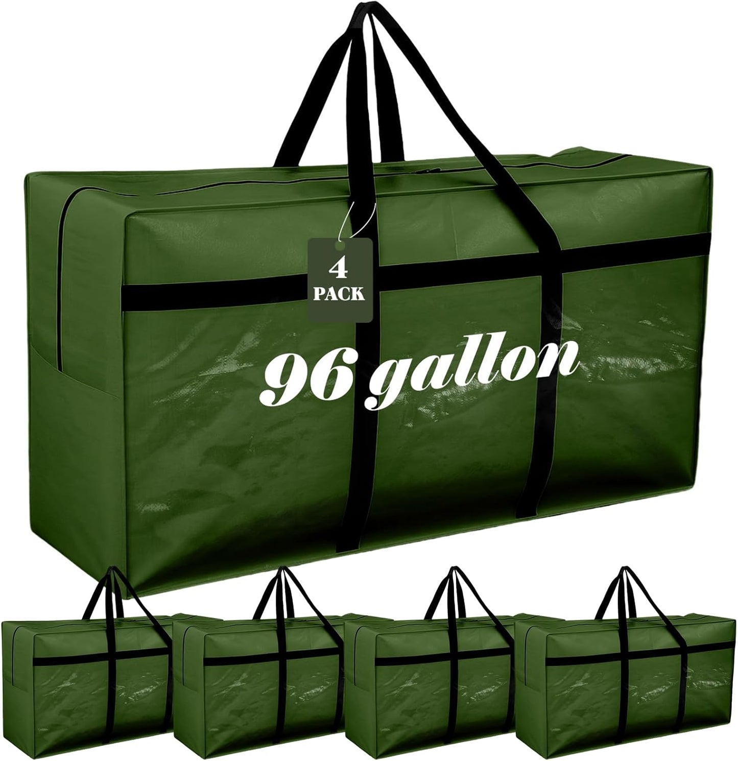 4 Pcs 96 Gallon Large Moving Bags with Zipper and Handles