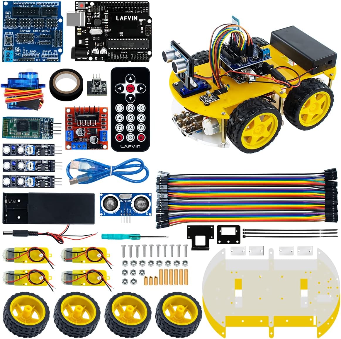 LAFVIN Smart Robot Car Kit with Ultrasonic Sensor and R3 Board