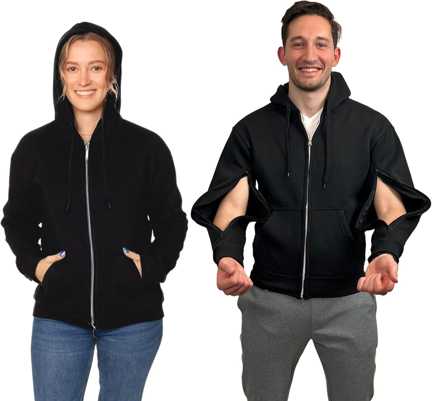 Dialysis Port Access Unisex Hoodie with Two Way Arm Zippers