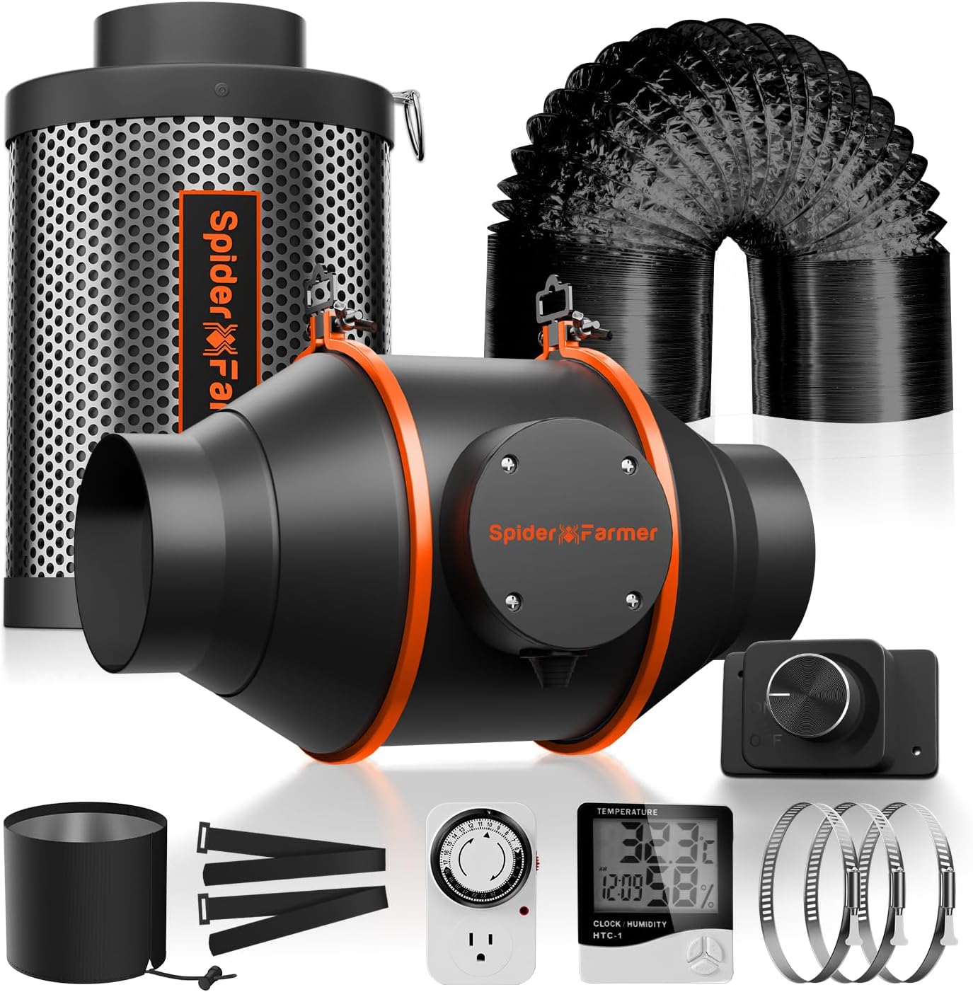 Spider Farmer Inline Fan & Filter Combo - Ultimate Hydroponic Ventilation
