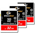 Class 10 High-Speed 32GB Memory Card Pack of 3 - 100MB/s
