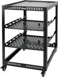 TECMOJO 16U Open Frame Network Rack - Mobile 4-Post AV Rack