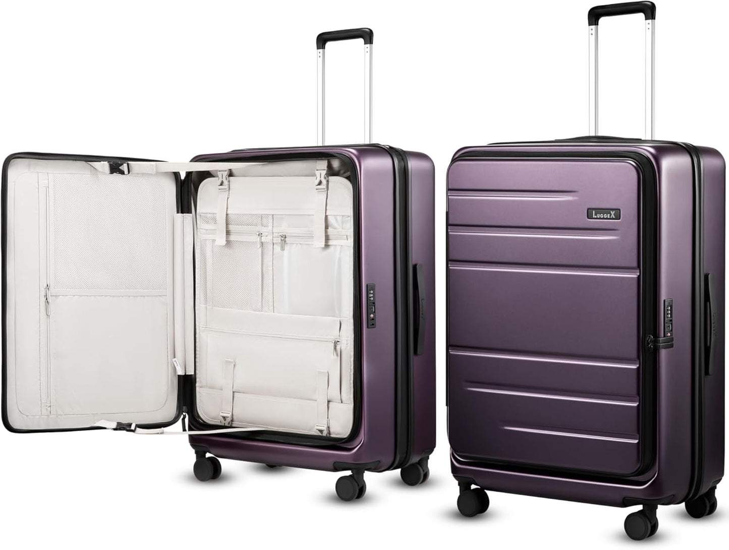 LUGGEX Checked Suitcase with Spinner Wheels for Easy Travel