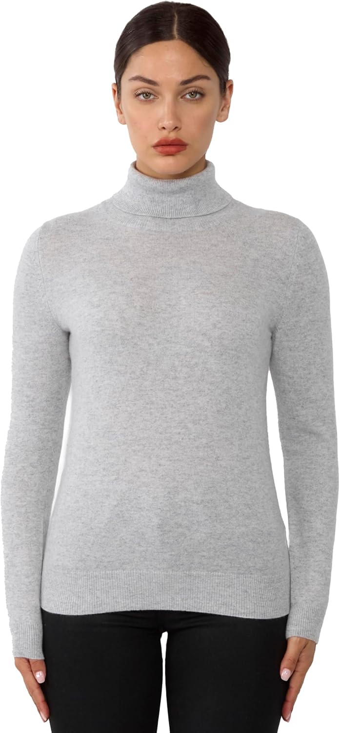 100% Pure Cashmere Long Sleeve Turtleneck Sweater for Women