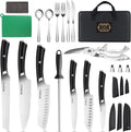 MOSFiATA 19 Pcs Japanese Stainless Steel Knife Set - Portable 19-Piece