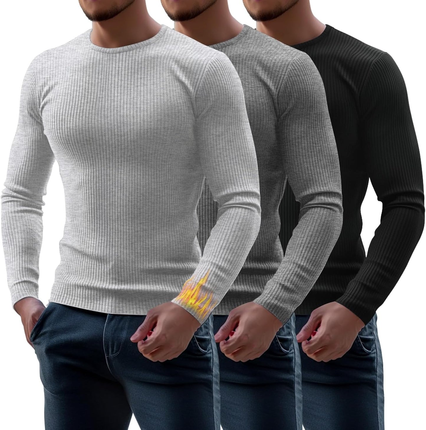 Riyiper Men's Ribbed Thermal Shirts for Winter Comfort and Style