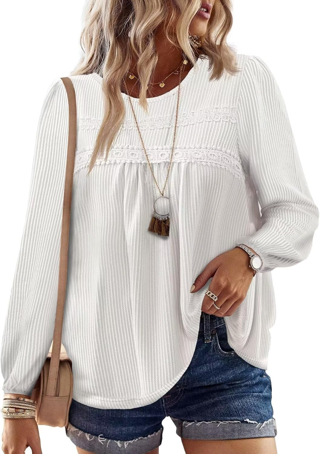Womens Fall Tops Long Sleeve Striped Shirts for Casual Style